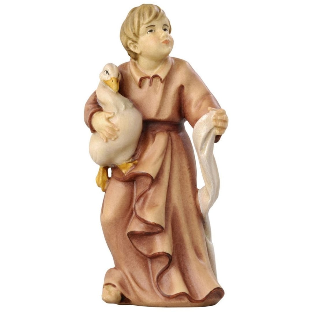 Boy With Duck Folk Nativity Figurines, Religious Gifts, Church Supplies