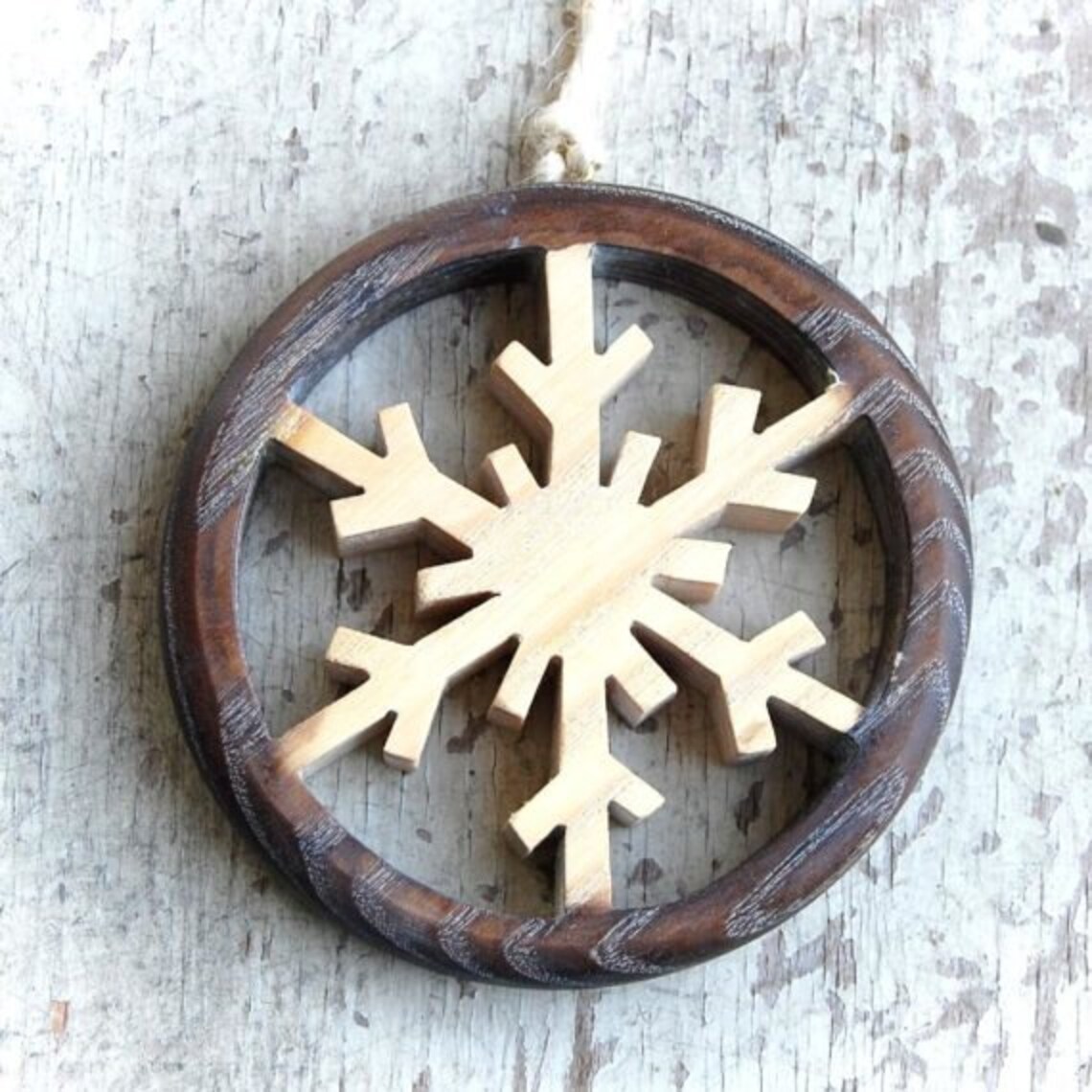 Wooden Snowflake Christmas Decoration Ornament Winter Etsy