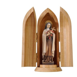 St. Theresa of Lisieux in niche wooden statue, Life size Saint Sacred Religious Statues Sculptures,Church supplies, Religious Catholic