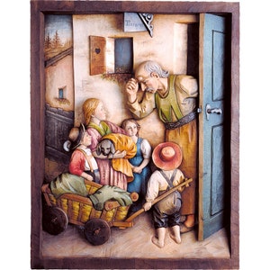 Wooden relief &quot;At the vet&#39;s&quot; Wooden decoration, wooden gifts, original gifts, unique gifts, wooden statue, home decoration, statue