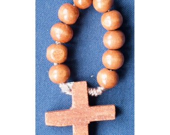 Rosario da dito in legno, regalo cattolico, prodotto in Italia