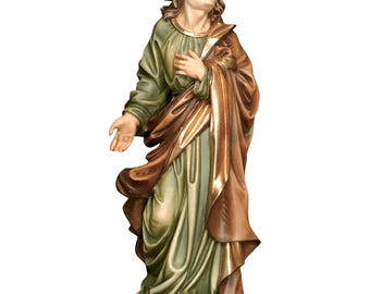 Hand-Painted Saint John Wooden Statue, Catholic Gift, Made in Italy