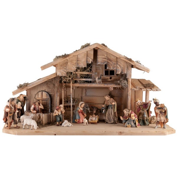 Nativity set Toblach with stable and 17 figurines - Religious gifts, Nativity Scene, Christmas decoration, Christmas gifts, Chuch supplies