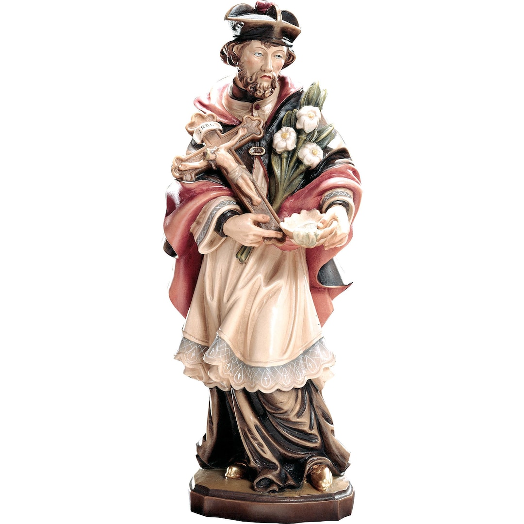 Saint Francis Xavier Wooden Statue, Hand-painted, Gold Leaf Detail - Etsy