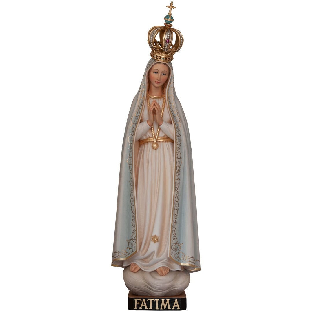 Our Lady of Fatima - Pillgrim with open crown -Religious Catholic statue, Religious decoration, Wooden decoration, Wooden gifts