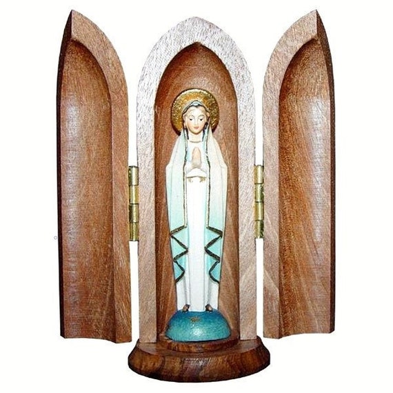 Jungfrau Maria in Nische Holz Ornament Dekoration, unsere Dame von Fatima  im Schrein, religiöse katholische christliche Geschenke - .de
