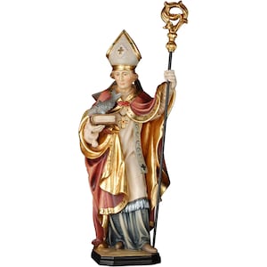 Saint Zeno with fish Wooden statue, Religious Statues, Catolic Statues, Church supplies, Catholic supplies, Original gifts, Saint statues