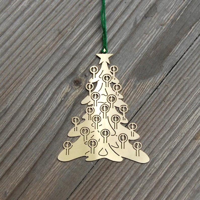 Christmas Tree Brass Ornament Etsy