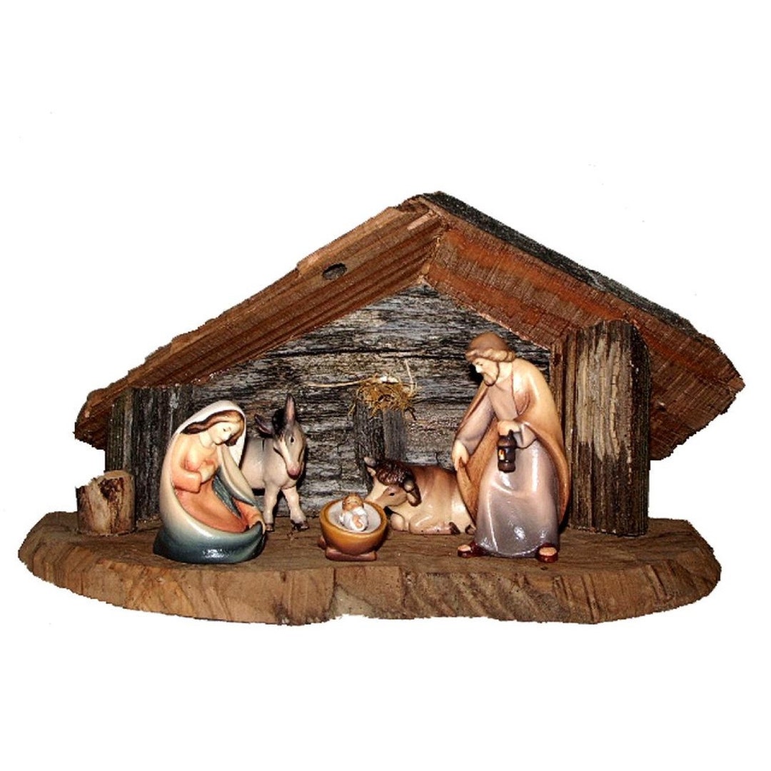 Wooden Christmas Nativity Scene Set With Stable and Figurines ...