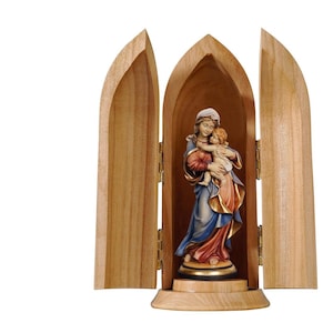 Madonna Raffaelo in niche wooden statue, Life size Saint Sacred Religious Statues Sculptures,Church supplies, Religious Catholic decoration