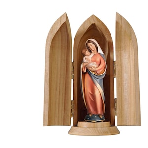 Madonna in niche wooden statue, Life size Saint Sacred Religious Statues Sculptures,Church supplies, Religious Catholic decoration