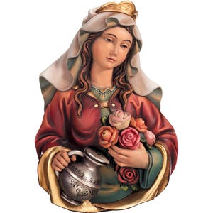 Relief of Saint Elizabeth Wooden statue, Religious Statues, Sculptures, Church supplies, Religious gifts, relief, saint Elizabeth