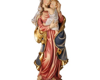 Estatua de la Virgen María de madera pintada a mano, regalo religioso