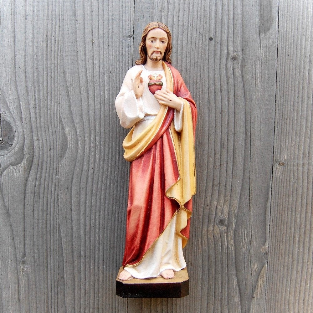 Sacred Heart of Jesus Wooden Statue Life Size Saint Sacred Etsy UK