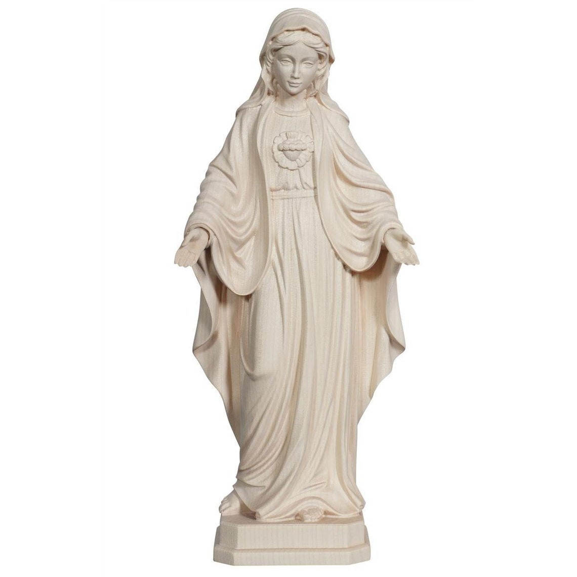 Sacred Heart of Mary Wooden Statue, Hand Carved Religious Gift - Etsy