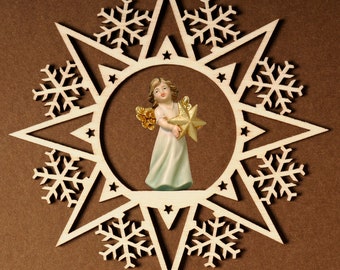Esdoornhouten sterornament - Religieus kerstdecor