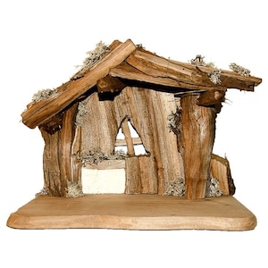 Wooden Root Nativity Stable (a) Wooden Nativity Stable Christian Catholic Gifts