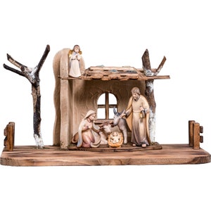 Wooden nativity scene Artis with 7 figures Christmas Nativity Scene Set with Stable - Nativity figurines - Religious Catholic gifts