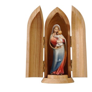 Madonna of Hope in niche wooden statue, Life size Saint Sacred Religious Statues Sculptures,Church supplies, Religious Catholic decoration