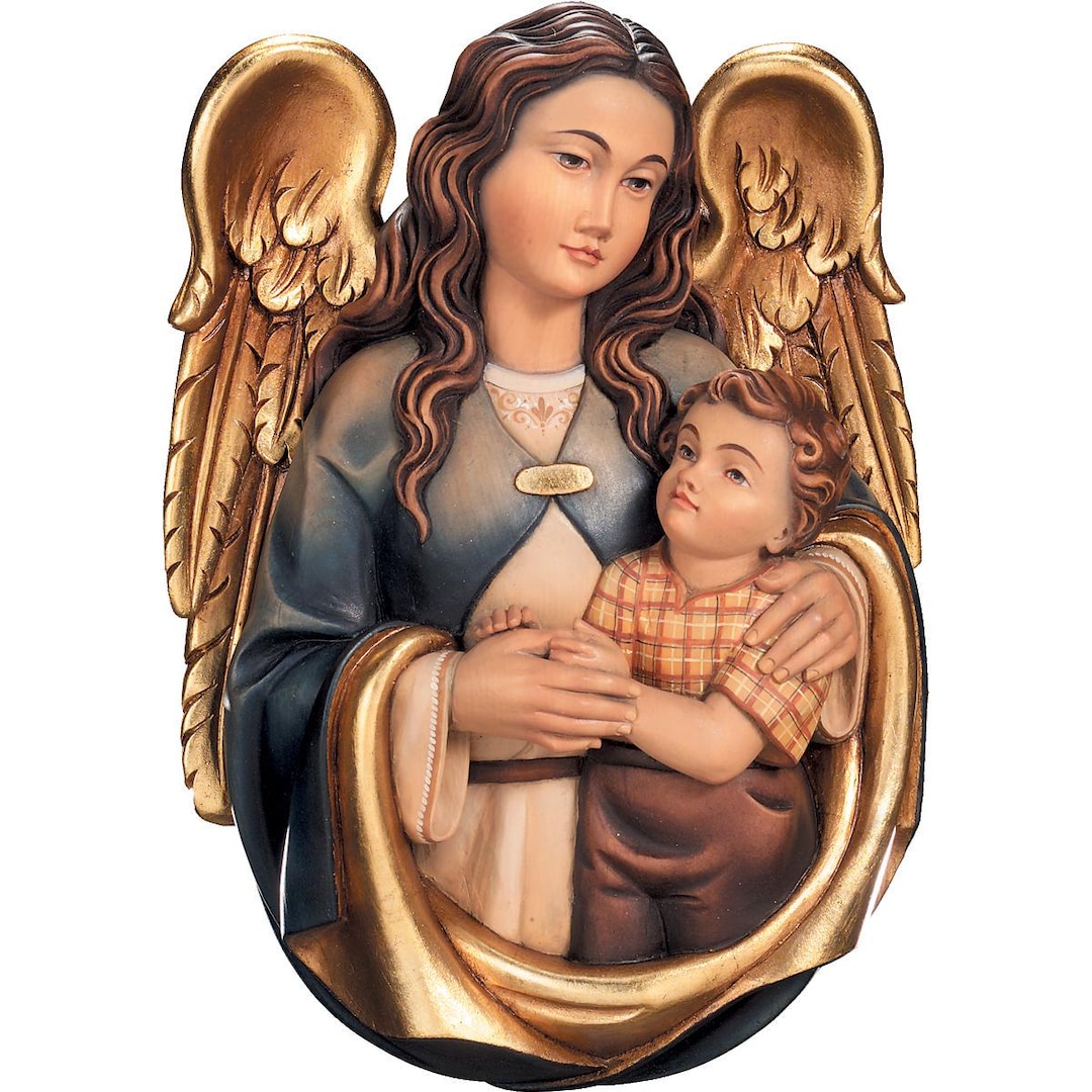 Relieving Angel Guardian Angel Wood Relief Statue, Gold Gilded Religious Sculpture - Etsy