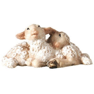 Lying pair of lambs - Folk Nativity figurine, Religious gifts, Church supplies, Christian gift, Catholic Gifts, Christmas decoration