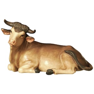 Lying Ox - Folk Religious gift, Church supplies, Christian gift, Catholic Gifs, Christmas decoration, Nativity figurines, Nativity animals