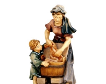 Lavandera con bebé - Lavandera barroca con bebé para conjunto de escena de natividad, figuras de natividad de tamaño natural, regalo cristiano católico religioso,