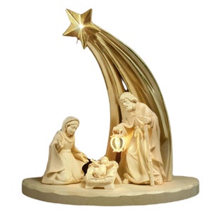 Nativity crib with Holy family and Comet Wooden Decoration, Wooden gifts, Christmas Decoration, Christmas Gifts, Religious Catholic Gifts
