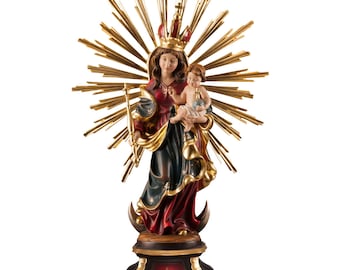 Handbemalte Jungfrau Maria Statue - Religiöses Geschenk aus Ahornholz