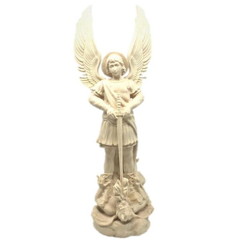 Hand-painted Maple Wood Saint Michael Archangel Statue, Religious ...
