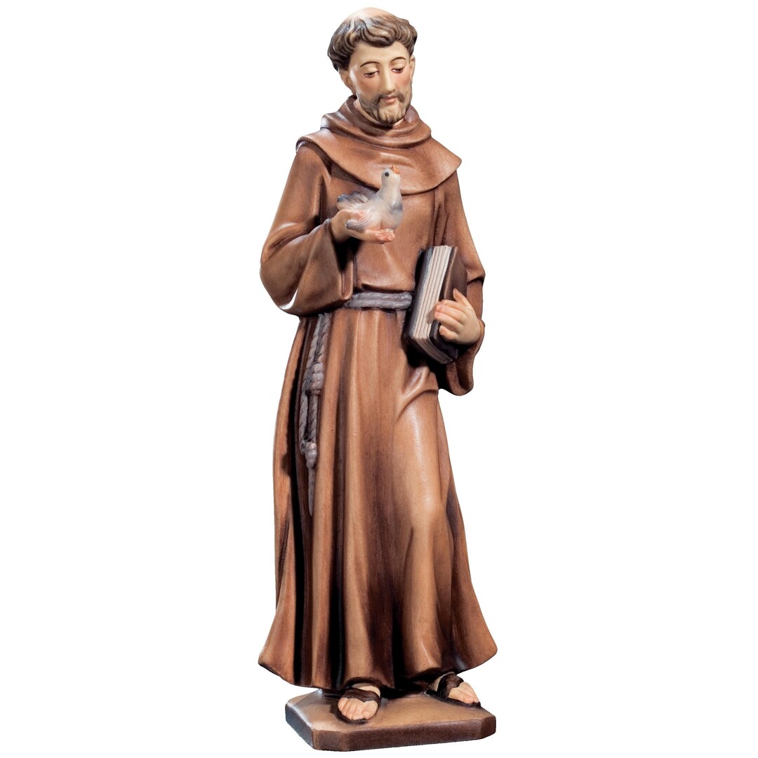 Saint Francis Wooden Statue, Life Size Saint Sacred Religious Statues