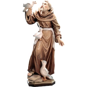 Heiliger Franz von Assisi Holzstatue, Religiöse Statuen, Katolische Statuen, Kirchenbedarf, Katholische Lieferungen, Originalgeschenke, Heiligenstatuen