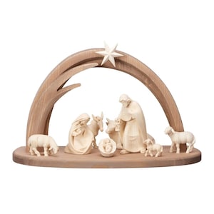 Wooden nativity scene with 10 figures AMBIENTE stable PEMA Wooden Stable, Nativity Figurines, Religious Catholic Christian Gifts, Christmas