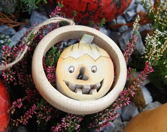 Houten pompoendecoratie