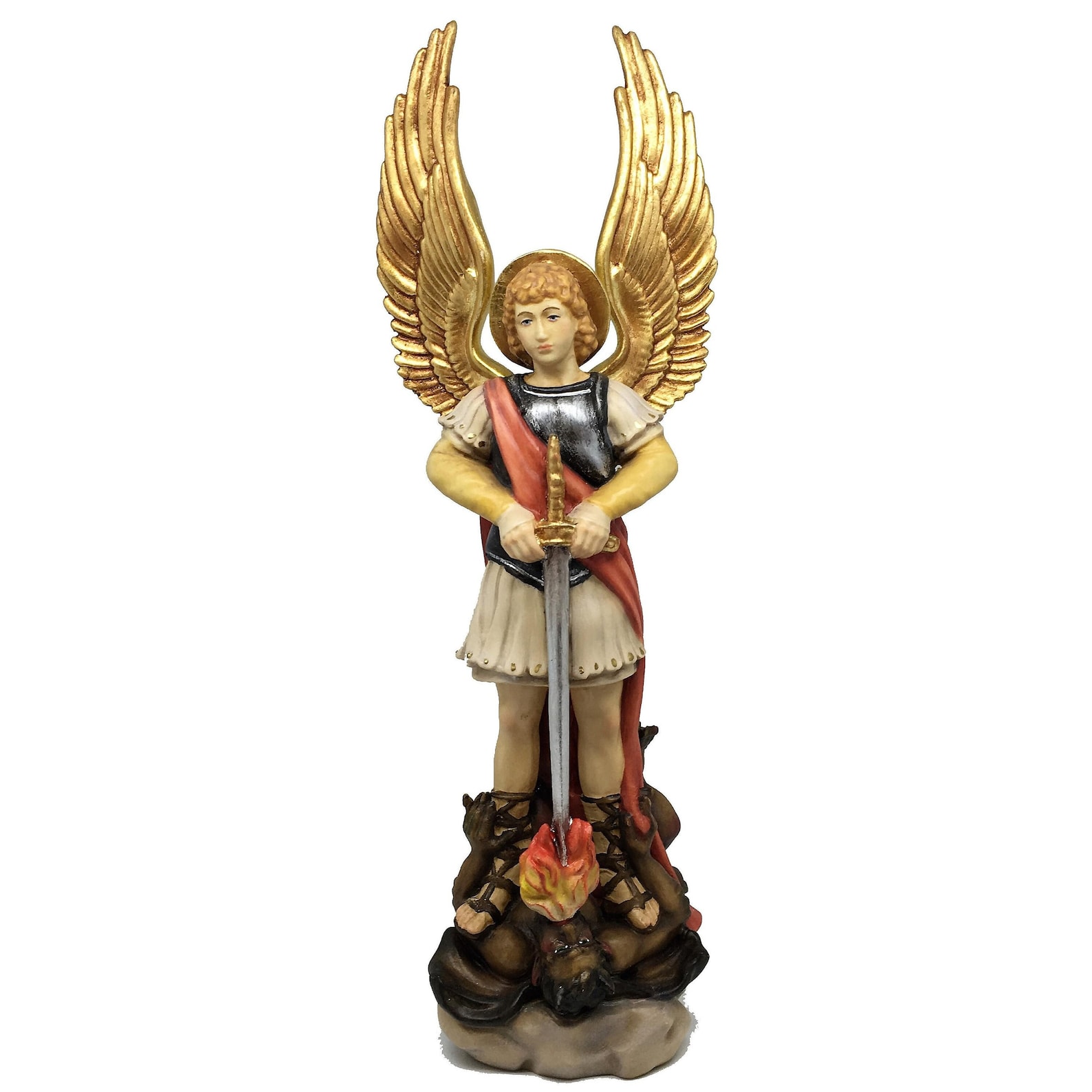 Hand-painted Maple Wood Saint Michael Archangel Statue, Religious ...