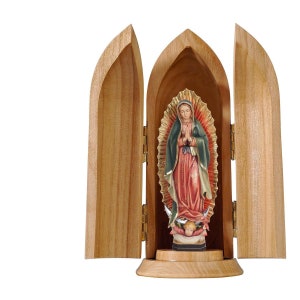 Our Lady of Guadalupe in niche wooden statue, Life size Saint Sacred Religious Statues Sculptures,Church supplies, Religious Catholic