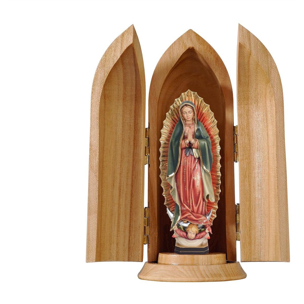 Our Lady of Guadalupe Wooden Statue in Niche, Hand-painted Catholic ...