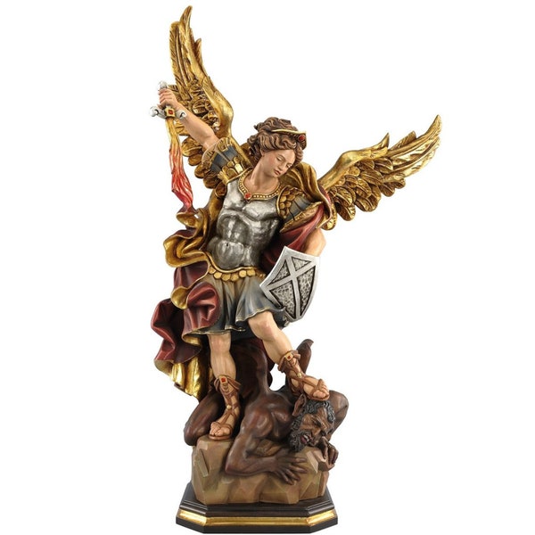 Wooden statue of Saint Michael, Archangel Michael Jubilee Year 2025, Religious Catholic Statues, Statues Archangel, Biblical angel, Guardian