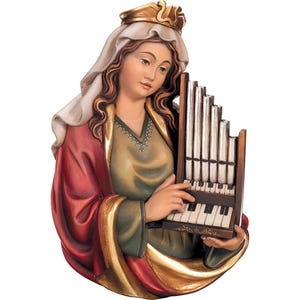 Relief of Saint Cecilia Wooden statue, Religious Statues, Sculptures, Church supplies, Religious gifts, relief, saint Cecilia