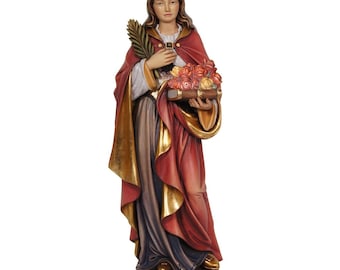Hand Carved St. Dorothy Statue, Roses, Catholic Gift, Maple Wood