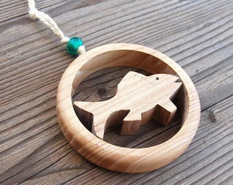 Ash Wood Fish Ornament, Rustic Home Decor (10x10cm)