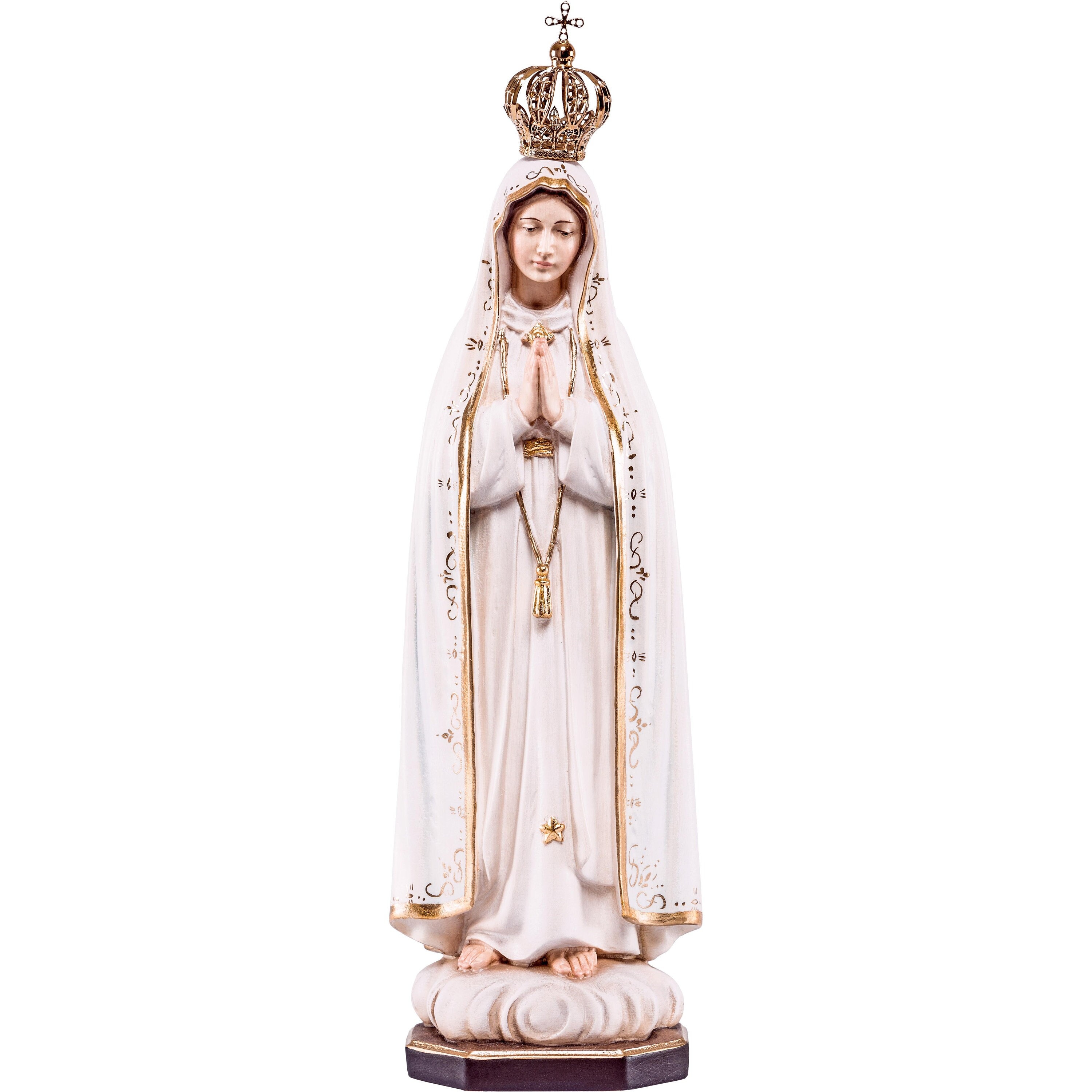 Estatua de madera de Nuestra Señora de Fátima con corona Año Jubileo 2025, Regalos religiosos, Regalos cristianos católicos religiosos, Regalos religiosos de tamaño natural