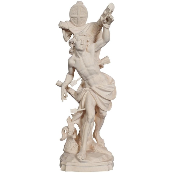 聖セバスチャン木製像、等身大聖人宗教像彫刻、教会用品、宗教