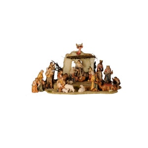 Orientalische Krippe Set - Stall und 22 Figuren Weihnachtskrippe Set mit Stall - Krippenfiguren - Religiöse katholische Geschenke