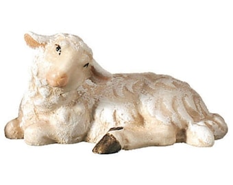 Sheep lying - Folk Nativity Figurines, Animals, Religious gifts, Church supplies, Christian gifts, Catholic Gifts, Christmas decoration