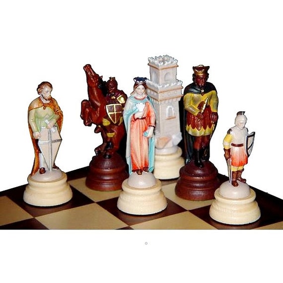 High Quality Chess Statue King Queen Kit Retro Game Wood Chess Medieval  Knight Family Xadrez Tabuleiro Jogo Thanksgiving Gift