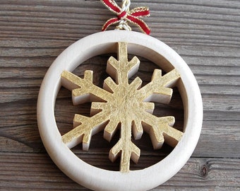 Wooden Snowflake Decoration Wooden Snowflake Christmas Decoration Ornament- Winter decorations