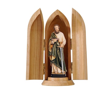 St. Paul in niche Wooden statue, Life size Saint Sacred Religious Statues Sculptures,Church supplies, Religious Catholic decoration