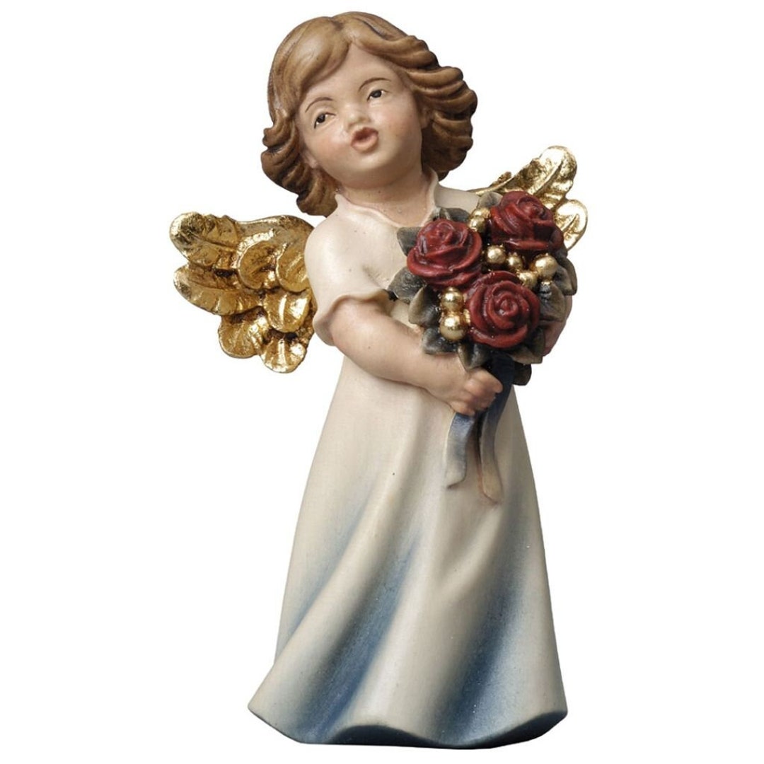Maple Wood Mary Angel Statue With Roses, Religious Gift - Etsy