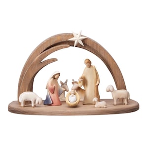 Wooden nativity set Leonardo with stable and 9 figurines Wooden Christmas Nativity Scene Set with Stable, Nativity Figurines, Religious